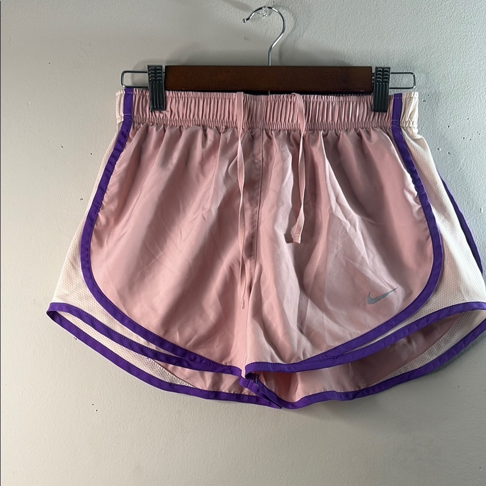 Nike Women's Athletic Shorts in Pink with Purple Trim